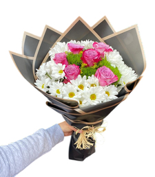 Beyaz Papatya ve Pembe G�l Buketi