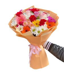 Renkli Papatya ve G�l Buketi