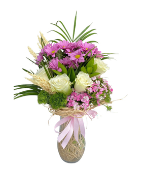 Vazoda Beyaz G�ller Pembe Papatyalar